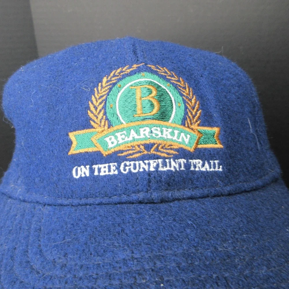 Vintage Bearskin on the Gunflint Trail Blue Wool Blend Baseball Cap Hat Sombra